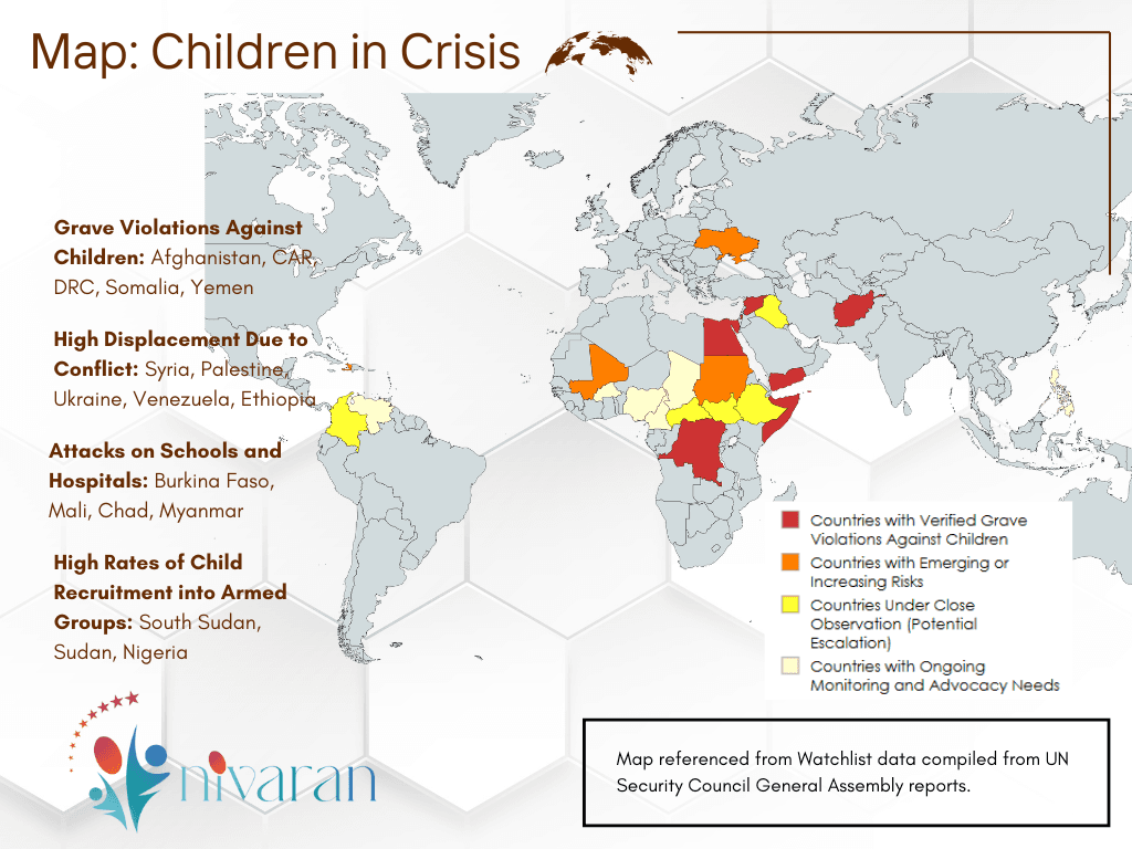 Map of children affected by conflict regions